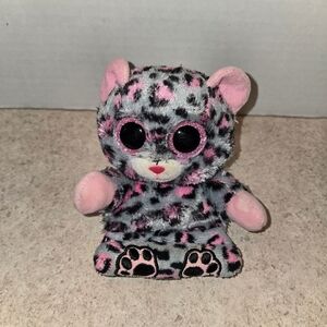 🔥Ty Beanie Peek-A-Boo Trixi Leopard Phone Holder Pink Ears Hands Sparkle Eyes